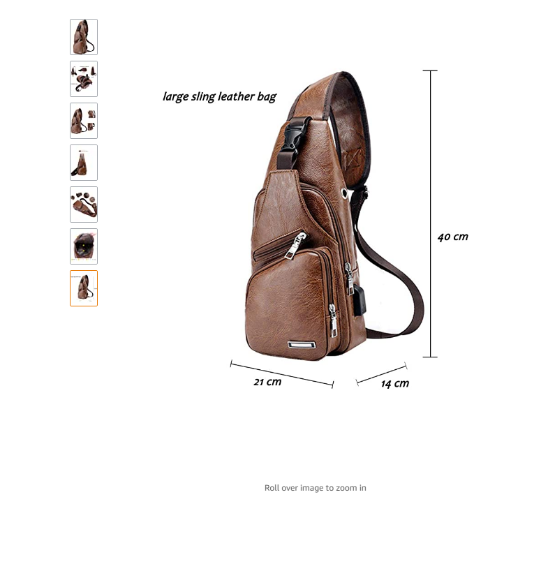 VARLIVOO Men's Sling Bag Men Chest Bag with USB Port Shoulder Bags  Crossbody Bag Travel Waterproof PU Leather